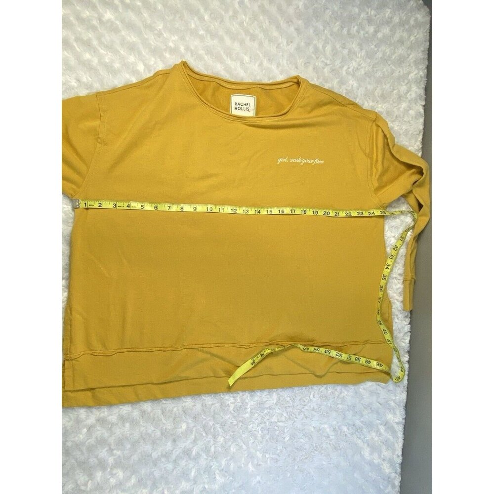 Rachel Hollis Mustard Yellow Girl Wash Your Face Lightweight Thumbholes Size L - Picture 5 of 10